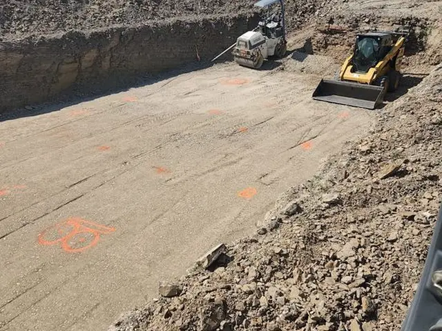 Heavy equipment completing commercial site excavation